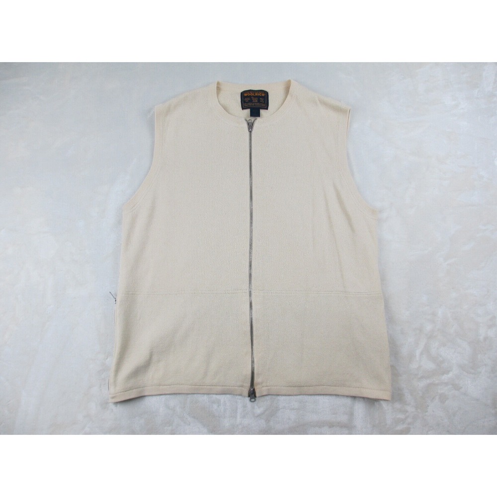 Woolrich Vest Mens Large Yellow Cotton Knit Full Zip Outdoors Casual